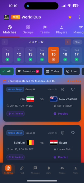 Match schedule view