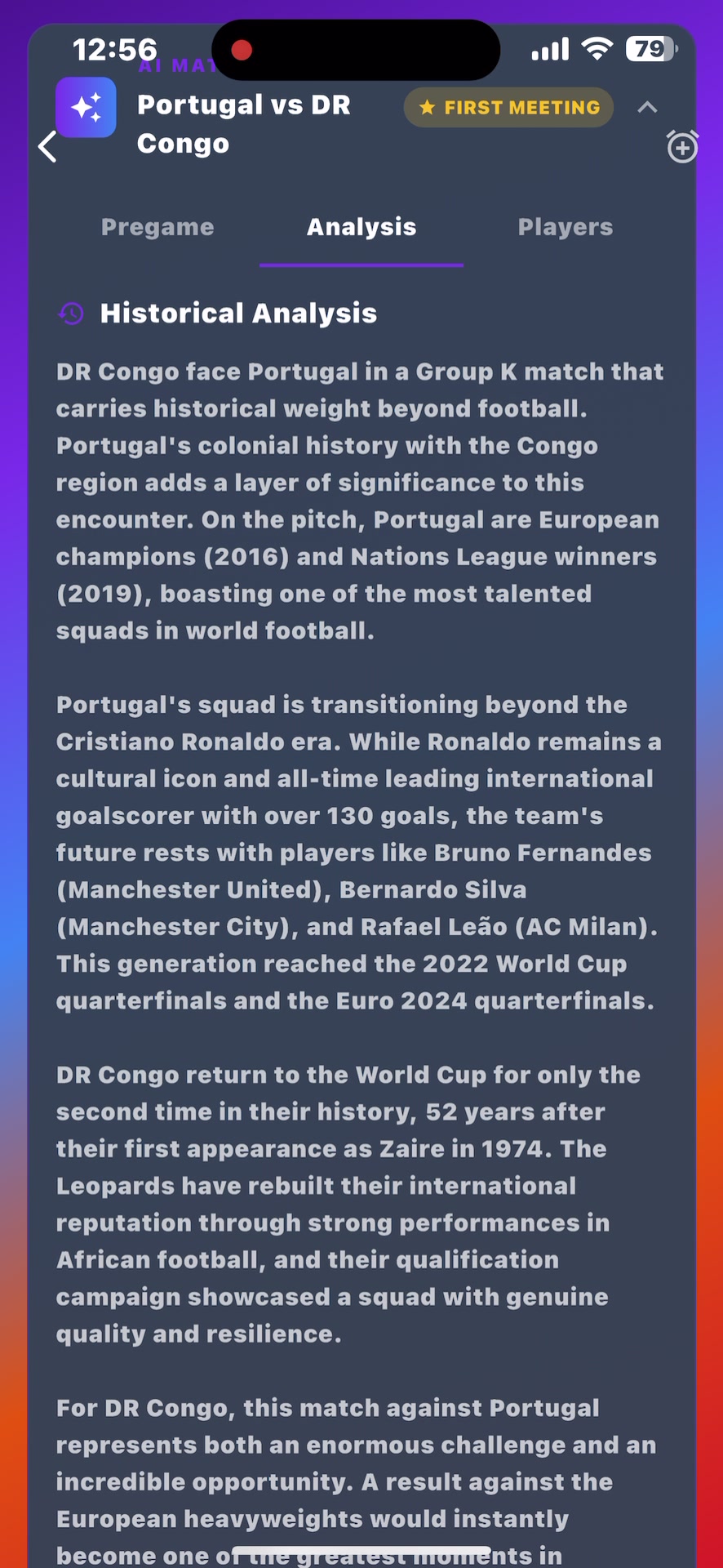 AI-written match preview article